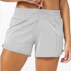 Lululemon hottie hot short high rise long 4” gray stripe
